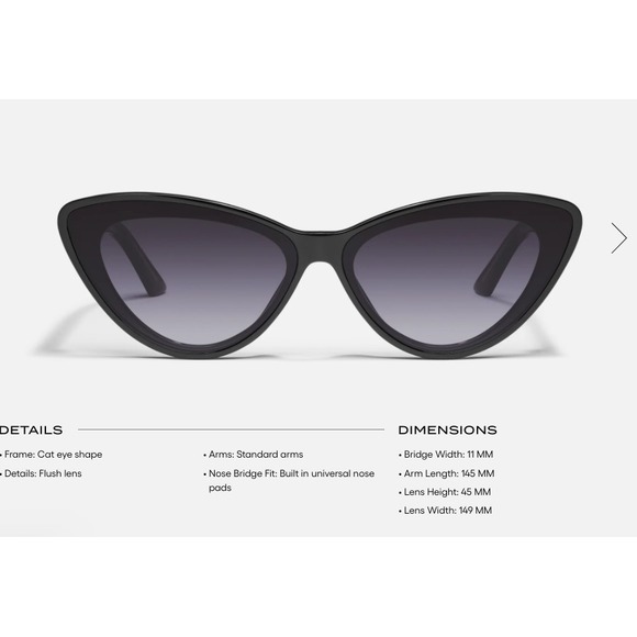 Quay Australia Accessories - QUAY Australia TEMPTED Black Cat Eye Sunglasses Flex 111